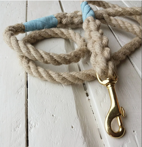 <b>Rope</b> Dog Lead 120cm Natural Hemp <b>Rope</b> with Brass Clip. 12mm <b>Thick</b> <b>Rope</b> for Medium Breed Dogs - Product Image 2