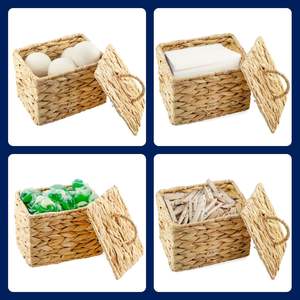 Cestas de Almacenamiento de Jacinto de Agua Tejido de Última Tendencia 2026 con Tapas para Lavavajillas, Lavandería y Baño - Product Image 2