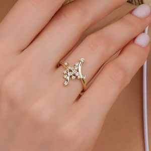 ขายส่งแหวนเพชรธรรมชาติแบบปรับแต่งได้แหวนหมั้นเพชรแบบคลัสเตอร์แหวนทอง18K แหวนแต่งงานสีโรสโกลด์แข็ง - Product Image 4