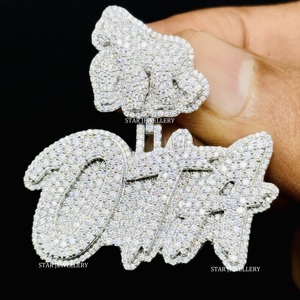 Colgante Moissanite Personalizado, Colgante Moissanite VVS Personalizado, Colgante Moissanite VVS Hip Hop Plata, Colgante Moissanite VVS Personalizado - Product Image 2
