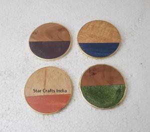 Posavasos de té hecho a mano de diseño único de resina y madera de 10X10 cm, Juego de 4 piezas, accesorios de cocina, superventas 2024 - Product Image 6