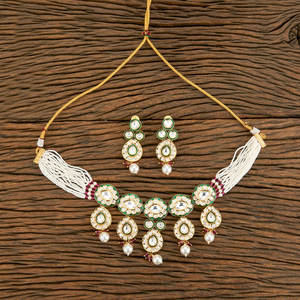 ซื้อ kundan polki ชุดสร้อยคอพร้อมชุบทองพร้อมราคาสมเหตุสมผล - Product Image 2