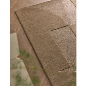 Tapis en laine beige touffeté à la main tapis géométrique haut bas tapis moderne fait main prix de gros - Product Image 6