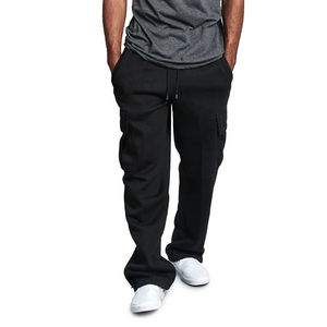 Wholesale Men's Winter Casual Sweatpants-Eco-Friendly 100% Cotton Canvas Fleece Thickness <b>Elastic</b> Waist <b>Lace</b>-Up Closure - Product Image 3