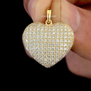 Pendentif cœur de mariée en diamant naturel en or massif 14 carats. - Product Image 1