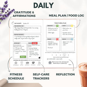 Planificateur de bien-être, journal alimentaire, journal <span class=keywords><strong>d</strong></span>'entraînement, planificateur de <span class=keywords><strong>repas</strong></span> pour une vie saine et des soins personnels, suivi de la perte de poids, du régime alimentaire et des objectifs de santé - Product Image 5