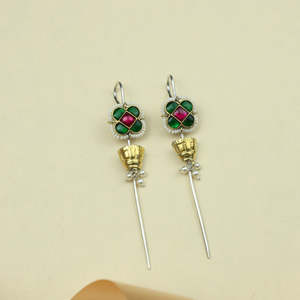 ต่างหูอะโนกี ฟิวชั่น ซิร์คอนลายดอกไม้สี่เหลี่ยม - Product Image 3