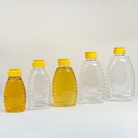 Bouteille en plastique PET transparente de 250g, 500g, 1000g pour miel, sauce, sirop, avec bouchon bec verseur