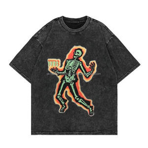 Heavyweight <b>Cropped</b> <b>Fitted</b> 100% Cotton Tshirt Custom Graphic Tee DTG Acid Washed Boxy Raw Hem <b>Cropped</b> <b>T</b>-<b>shirts</b> Men <b>Fitted</b> - Product Image 1