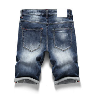 Pantalones cortos de mezclilla de algodón 100% para hombre de diseño superior, Bermudas transpirables, ropa de calle, sudaderas con bolsillos, tela de lana teñida lisa - Product Image 2