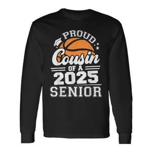 T-shirt à manches longues pour le cousin fier du diplômé de basket-ball senior 2025 – Vêtement promotionnel de la promotion 2025 - Product Image 1