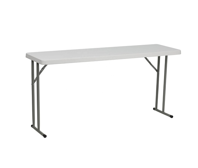 5FT HDPE Top Plastic Rectangular Folding Table Outdoor Meeting Portable Foldable Garden Table White Party Dining Table