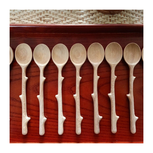 Cuchara de madera maciza ecológica natural, ideal para servir gelatina de hierbas, café, té con leche y postres, cuchara de madera perfecta para exportar - Product Image 3