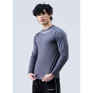 เสื้อคอมเพรสชั่นแขนยาวสำหรับผู้ชาย Hustlers Only สีเทาเหล็ก แห้งเร็ว ทรงเข้ารูป เสื้อยืดพาวเวอร์ลิฟติ้ง เสื้อคอมเพรสชั่นพาวเวอร์ลิฟติ้ง - Product Image 1