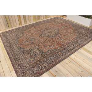 Tapis vintage surdimensionné 9,6 x 12,2 pieds, tapis turc marron avec motifs de plantes et d'arbres - Product Image 1
