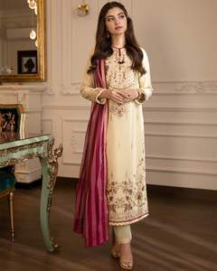 Indien pakistanais dernière mousseline de soie brodée Salwar Kameez avec maçonnerie lourde Collection de mariage de luxe vente chaude robe 0382 - Product Image 4