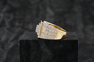 Men's Ring Trend Hip Hop Ice Out 10K 14K 18K <b>Gold</b> Full VVS Natural Diamond Rounded and Baguette Ring Luxury <b>Costume</b> <b>Jewelry</b> - Product Image 3