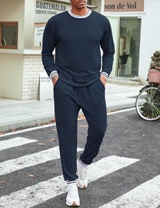 Survêtement deux pièces confortable et extensible polyvalent surdimensionné Survêtement à manches longues pour homme Survêtements 100% coton - Product Image 2