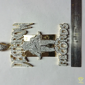 Colgante personalizado de Plata de Ley 925 con letras, joyería de rapero Hip Hop con VVS Lab Grown Diamond, colgante personalizado hecho a mano - Product Image 2