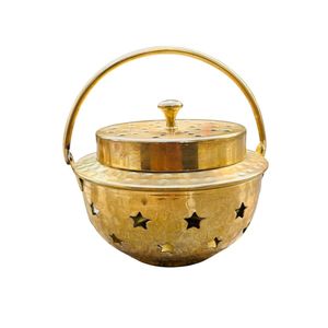 Soporte de incienso Dhoop Dani de latón con asa para rituales religiosos, decoración espiritual para habitación de Pooja, uso tradicional para quemar incienso - Product Image 1