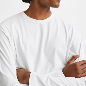 La mayoría de las camisetas casuales de moda de los hombres Jersey básico de manga larga de algodón con logotipo personalizado y tela de punto de diseño - Product Image 3