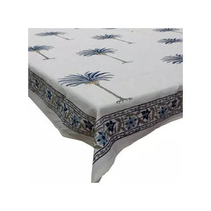 Recién llegado, fabricante indio, mantel de boda de algodón 100% con estampado de bloques hechos a mano florales de color rosa escarchado, 220x220cm, ecológico - Product Image 3