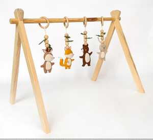 Écologique Montessori Bambou Bois Bébé Jouer Gym Avec Tapis Pour Bébé Activité Gym Cadre Avec Bébé Gym Jouets Suspendus - Product Image 2