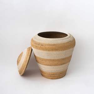 Large <b>Storage</b> Basket with <b>Lid</b> and Handle Rattan Organizer <b>Bin</b> Baskets Natural Eco Friendly <b>Bins</b> - Product Image 6