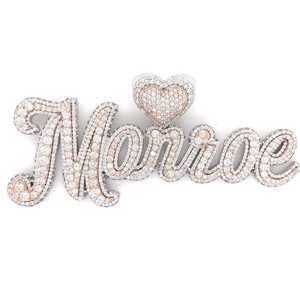 จี้เพชรโมอิสซาไนต์แบบสองสี ดีไซน์รูปหัวใจ สลักชื่อ Marie แบบสั่งทำพิเศษ สไตล์ฮิปฮอป - Product Image 2