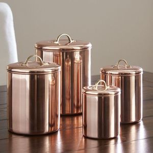 Charming <b>Copper</b> Canister Set With Warm Metallic Tone And Smooth Touch Providing An Earthy Appeal To Your <b>Kitchen</b> Setup - Product Image 2