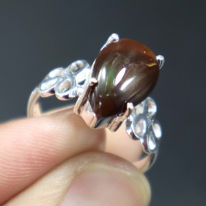 แหวนโมราไฟเม็กซิกันธรรมชาติอัญมณีทรงหลังเบี้ยแบบเรียบ925แหวนเงินสเตอลิงแหวนเงินอาเกตไฟขายส่ง - Product Image 4