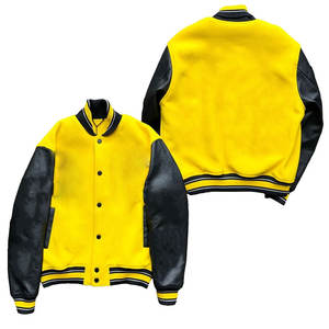 Vente en gros Meilleur prix Varsity Jacket Pain Yellow Veste d'université d'hiver avec logo personnalisé Veste universitaire baseball de bonne qualité pour hommes - Product Image 1