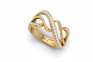 Anillo de Diseño Clásico de Lujo para Mujer, Chapado en Rodio de Oro de 14K y 41 Diamantes Naturales |   Corte Brillante Redondo 0.20Ctw - Product Image 3