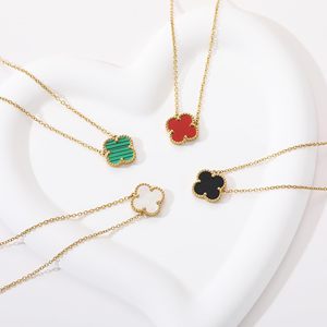 Collar con Colgante de Trébol de Cuatro Hojas Chapado en Oro de 18K de Acero Inoxidable al por Mayor para Mujer, Joyería Sencilla de la Suerte, Regalos - Product Image 1