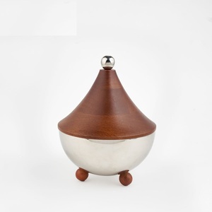 Marmite arabe en métal avec support en bois, réchaud alimentaire, récipient, plat à chafing, casserole, marmite pour les fêtes, utilisation de service - Product Image 6