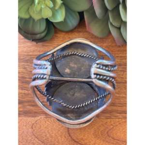 Vintage Navajo Kingman Turquoise & Sterling <b>Silver</b> <b>Cuff</b> <b>Bracelet</b> Made in Fashion Style - Product Image 5