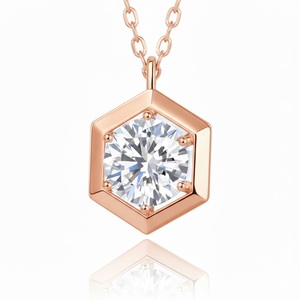 Collier pendentif en moissanite taille brillant de 2 carats, serti hexagonal, chaîne en argent sterling 925, tendance pour femmes/unisexe - Product Image 3