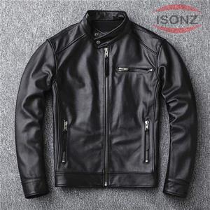 Chaqueta de moda de cuero negro Chaquetas de cuero de cordero Chaquetas cálidas con forro de piel - Product Image 1