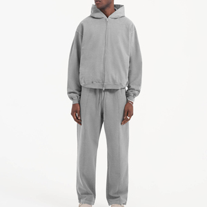 Conjunto de chándal de felpa francesa de algodón desgastado lavado con ácido Vintage para mujer 2025, chándal personalizado con capucha y pantalones de chándal - Product Image 1