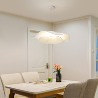 DJJLight Lustre LED Moderne Minimaliste IP44 Blanc Chaud 3500K Encastré Base Métallique Abat-jour en Papier Cristal Salon AC