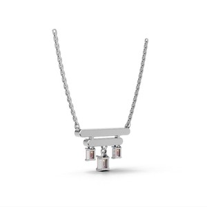 IGI Certified Lab Grown Diamond Emerald Cut Pink <b>Ruby</b> <b>Necklace</b> in 18K White Gold Minimalist V Shape Designer Pendant <b>Necklace</b> - Product Image 3