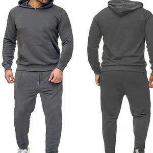 Ensemble de survêtement personnalisé pour homme grande taille, pantalon de jogging et sweat à capuche, en molleton uni 100% coton, pour la maternité, la gym, l'hiver et le printemps - Product Image 3