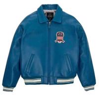 Veste de sport décontractée authentique Avirex pour homme, grande taille, en véritable peau de mouton, style varsity, en peau d'agneau française, style décontracté