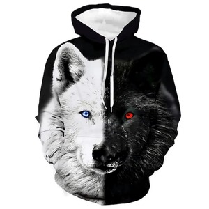 Sudadera con Capucha para Hombre, Diseño de Lobo, 100% Algodón, Tejido de Felpa, Bordado 3D, Estilo Casual, Talla Grande - Product Image 2