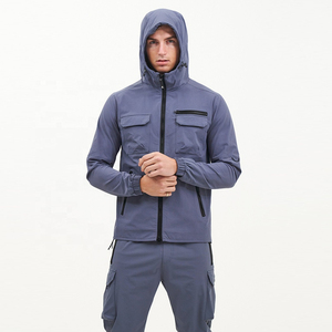 Ensemble de survêtements respirants de haute qualité pour hommes, survêtement en nylon zippé avec logo personnalisé, survêtements Cargo, survêtements coupe-vent pour hommes - Product Image 2