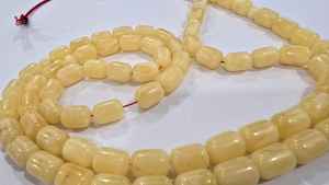 Cuentas de Oración Musulmanas de Resina Natural, Color Blanco con Amarillo Gaba, Económicas y Modernas, Tasbih Islámico - Product Image 4