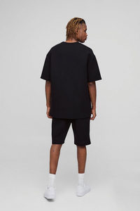 Survêtement d'été de qualité supérieure 100% coton Logo personnalisé surdimensionné ensemble court et chemise ensemble double pour hommes - Product Image 2