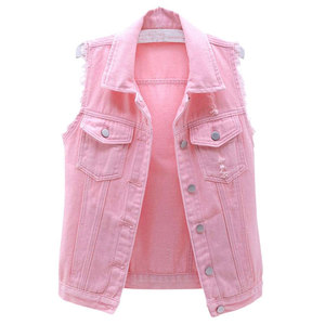 Chaleco Vaquero para Mujer, Clásico, Sin Mangas, 100% Algodón, Color Sólido, Transpirable, Lavado, con Logotipo Privado - Product Image 4