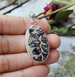 Pendentif en argent sterling 925 avec pierre précieuse fossile de crinoïde ovale |   Bijoux en fossiles naturels, prix de gros en vrac - Product Image 6