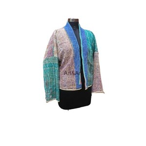 Veste Gudari faite à la main pour femmes coton épais Kantha Style indien assorti Vintage réversible ethnique Vintage manteau d'extérieur - Product Image 5